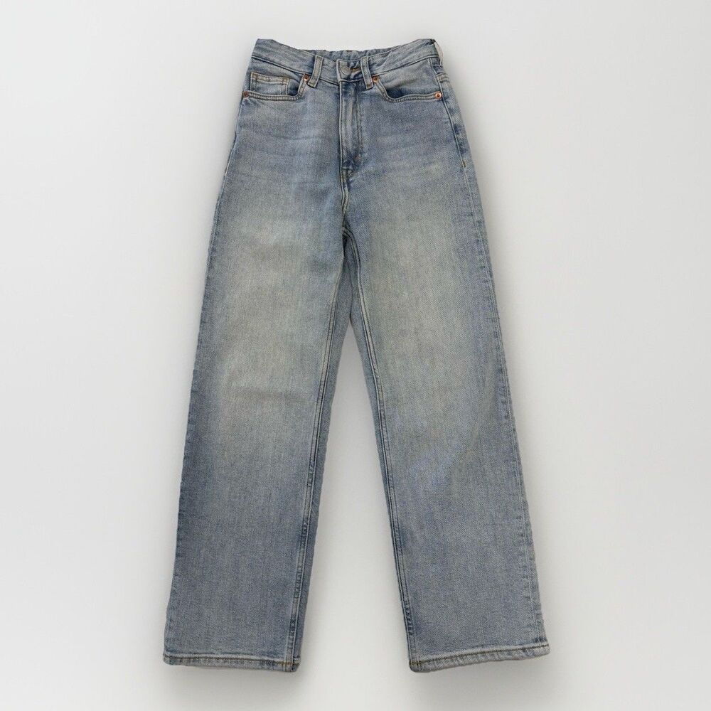 Monki Jeans Womens Size 24 Light Wash High Rise Straight Leg Mom Jeans